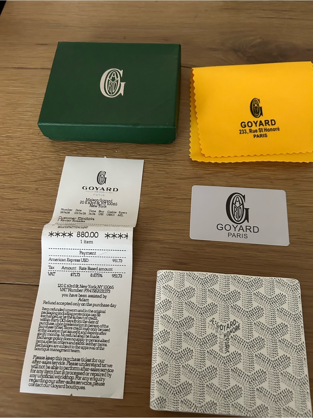 Goyard Men’s wallet white with box and receipt